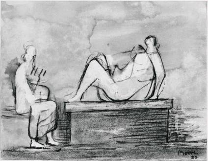 Seated Woman and Reclining Figure on a Base