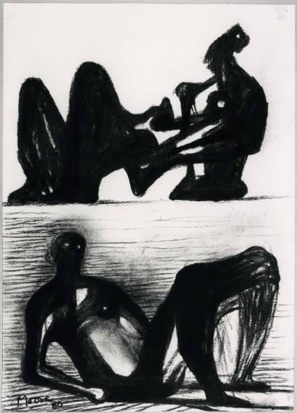 Drawing for Metal Sculpture: Two Reclining Figures