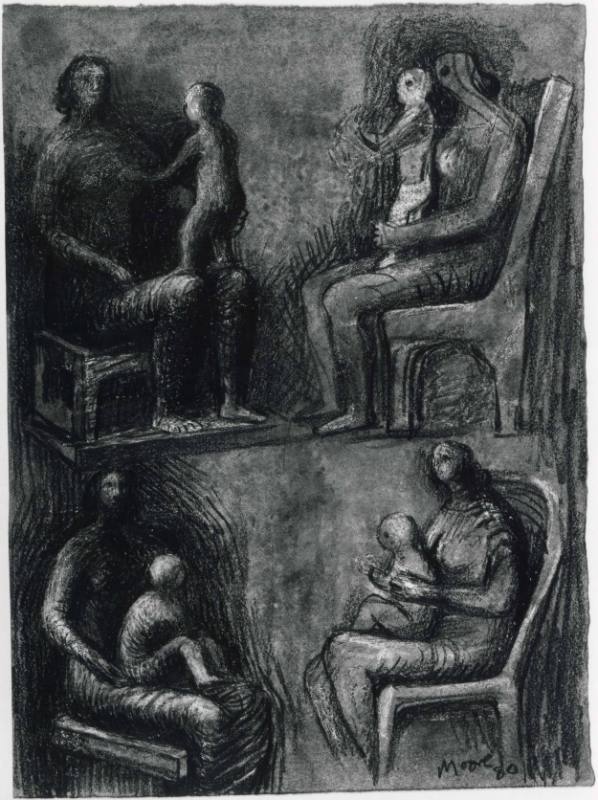 Seated Mother and Child: Four Studies