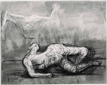 Reclining Nude with Reclining Form in Background