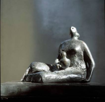 Draped Seated Mother and Child on Ground