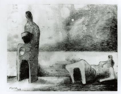 Standing and Reclining Figures: Moon Landscape