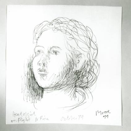 Head of Girl Drawn on Flight to Pisa