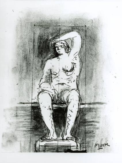 Seated Figure: Reworked Photocopy of Page from West Wind Sketchbook 1928