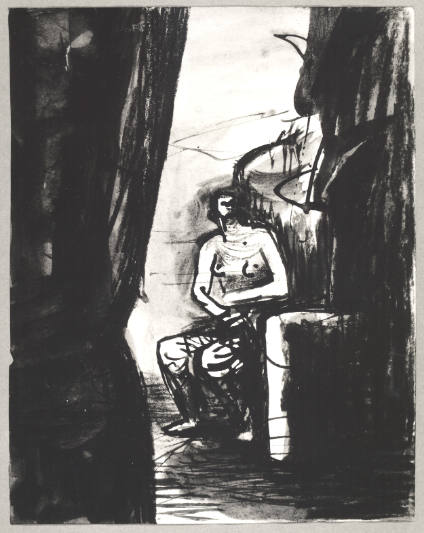 Seated Woman with Curtain Foreground
