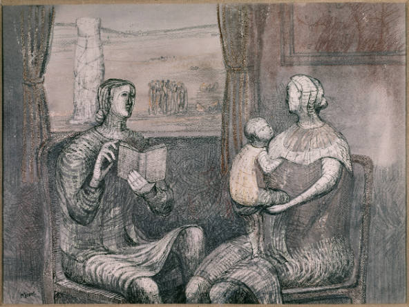 Girl Reading to a Woman and Child