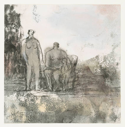 Two Figures with Child in Landscape