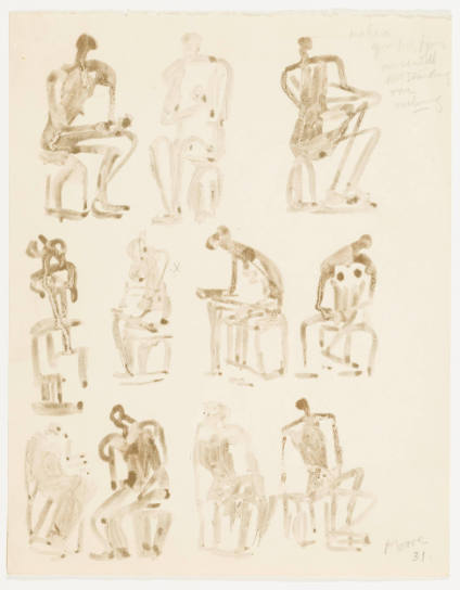 Drawing for Metal Sculptures: Seated Figures
