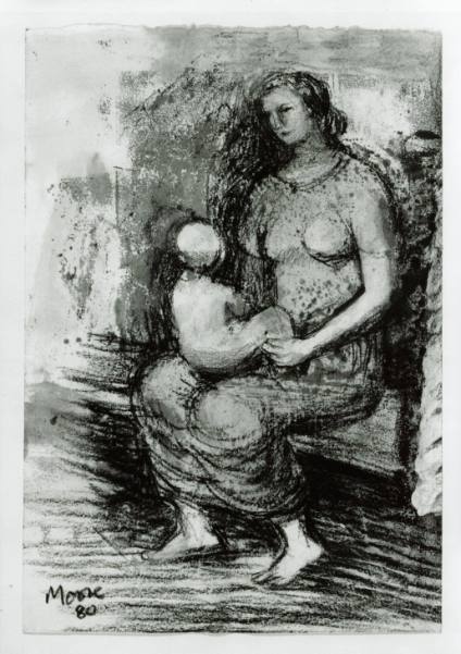 Mother and Child Seated on Bench