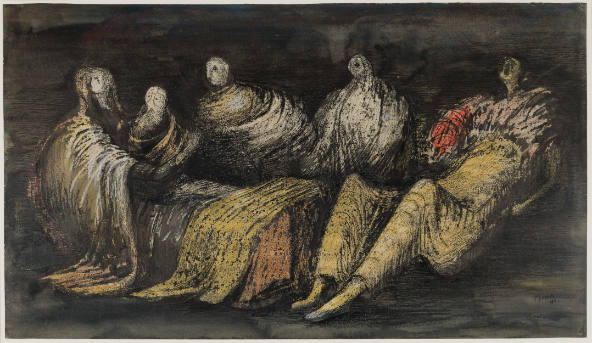Group of Draped Figures in a Shelter