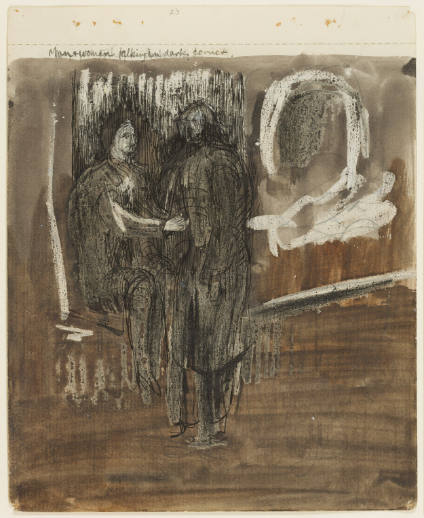 Man and Woman Talking in Dark Corner