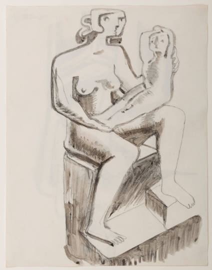 Idea for Sculpture: Seated Mother and Child