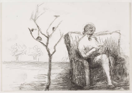 Woman in Chair in Landscape