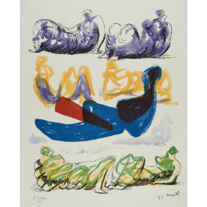 Reclining Figures with Blue Central Composition