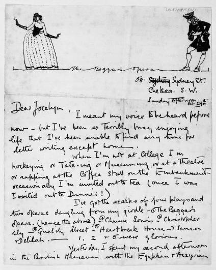 Letter to Jocelyn Horner: Sketch for 'The Beggar's Opera'