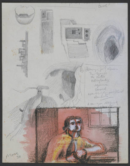 Drawing for Sculpture with Inset Drawing: Woman by a Window