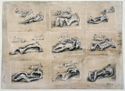 Drawings for Sculpture: Reclining Figures in Settings