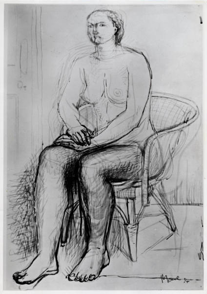 Seated Nude in Wicker Chair
