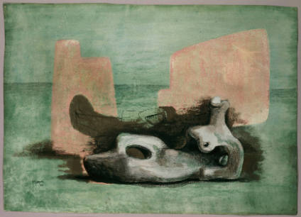 Reclining Figure with Red Rocks