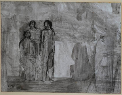 Three Figures in Architectural Setting