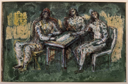 Three Figures Seated at a Table