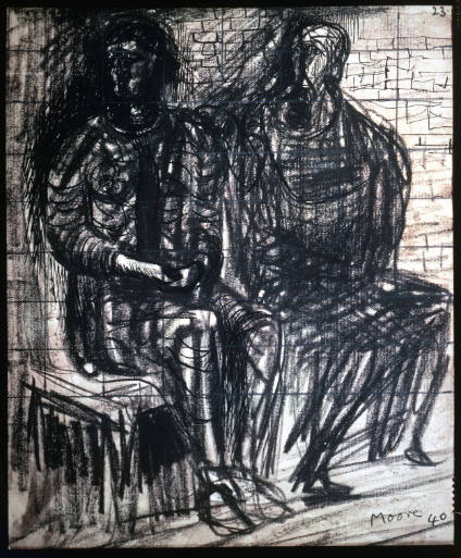 Two Seated Figures in a Shelter