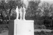 <i>Maquette for Three Standing Figures</i> 1945 (terracotta) in the grounds at Perry Green.<br>…