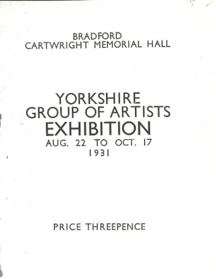 1931 Bradford. Cartwright Memorial Hall, Yorkshire Group of Artists Exhibition