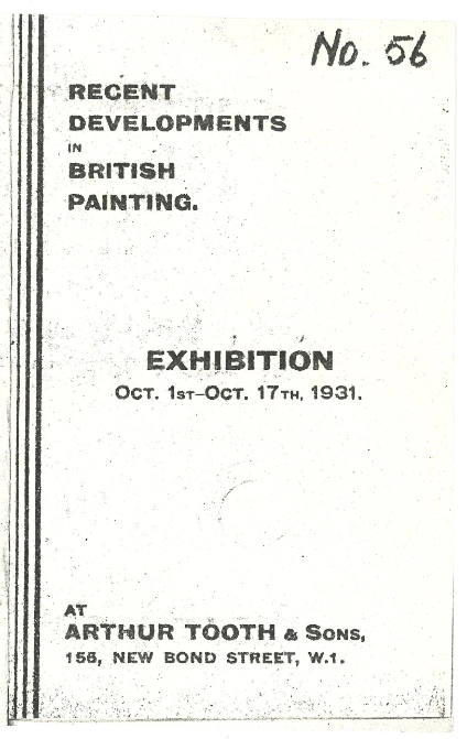 1931 London, Arthur Tooth & Sons, Recent Developments in British Painting