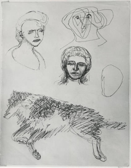 Heads and the Artist's Dog, Fawkes