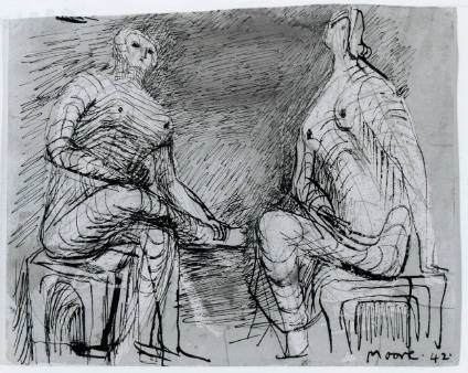 Two Seated Figures: Study for Sculpture