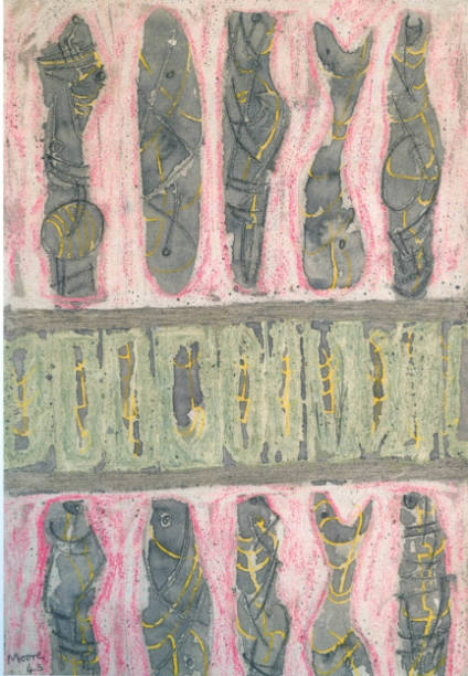 Textile Design: Standing Figures on Pink Ground