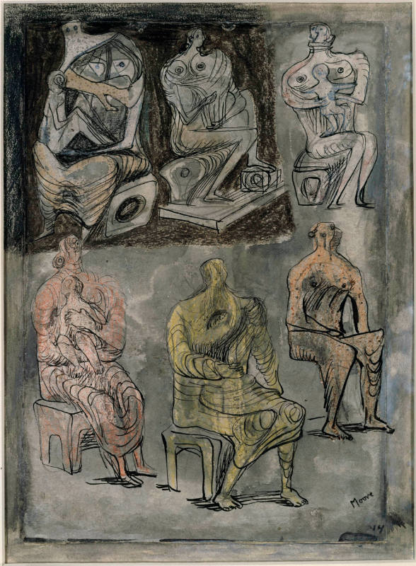 Six Seated Women, Four Holding Children