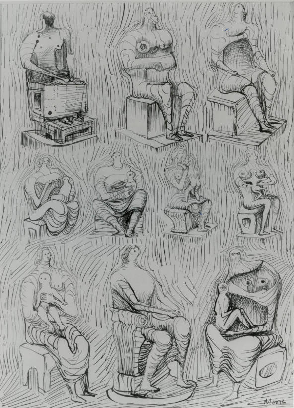 Seated Figures and Mother and Child Studies