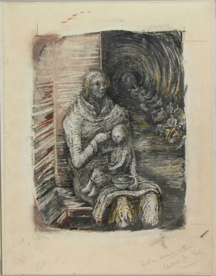 Shelter Drawing: Seated Mother and Child