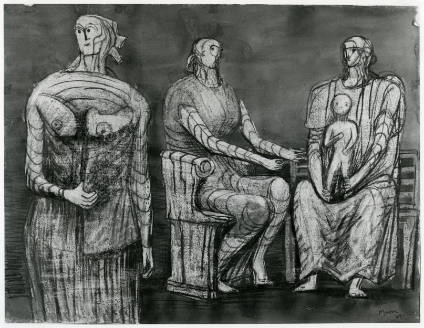 Two Seated Women and One Standing Woman