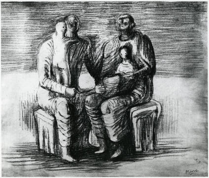 Family Group: Mother with Seated Child, Father with Standing Child