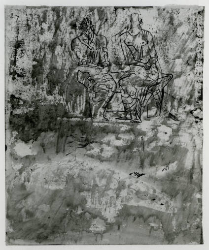Two Figures Seated on Bench