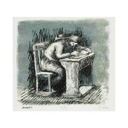 Girl Seated at Desk VI