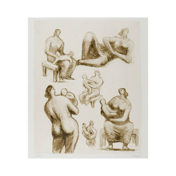 Mother and Child Studies and Reclining Figure