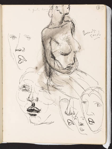 Studies of a Female Torso and Five Heads