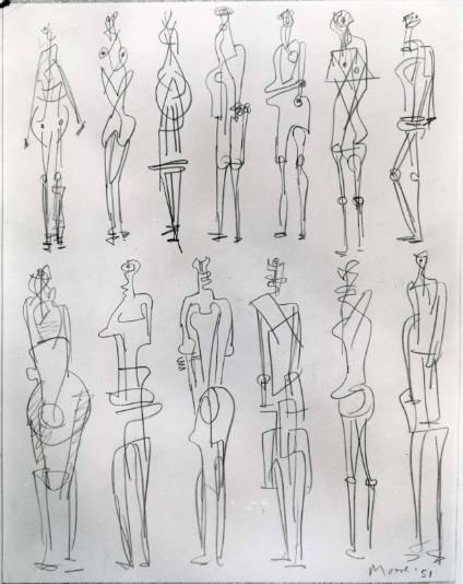 Drawing for Metal Sculpture: Standing Figures