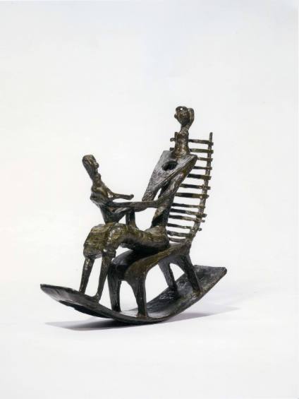 Mother and Child on Ladderback Rocking Chair