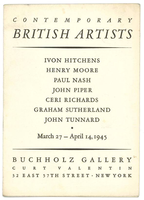 1945 New York, Buchholz Gallery, Contemporary British Artists