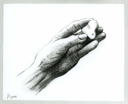 The Artist's Left hand Holding a Pebble