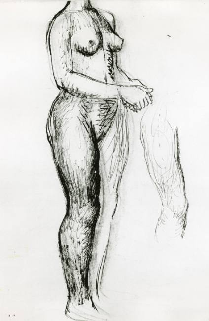 Standing Nude and Study of Leg