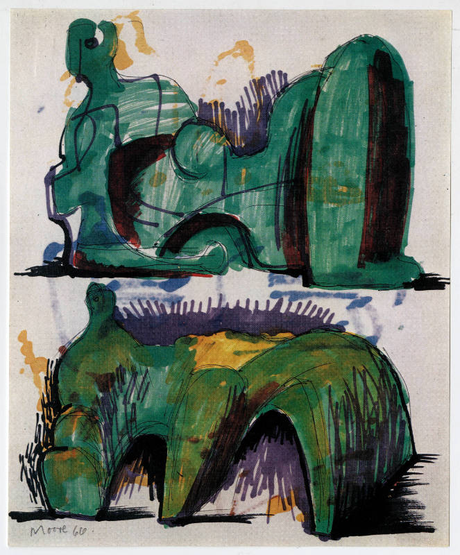 Two Green Reclining Figures