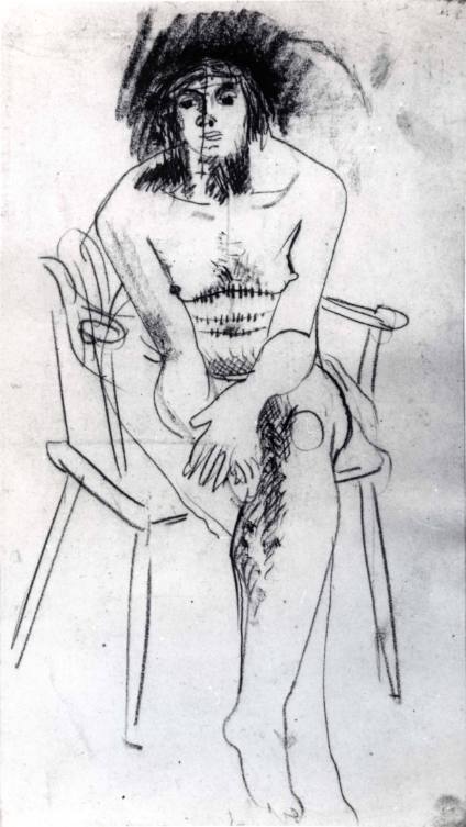 Sketch of a Seated Nude Woman