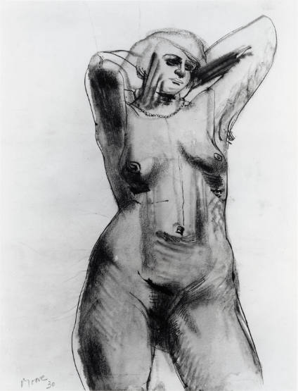 Standing Nude with Hands behind Head