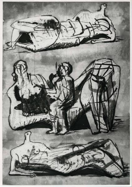 Pen Exercise V: Reclining Figures and Reclining Mother and Child